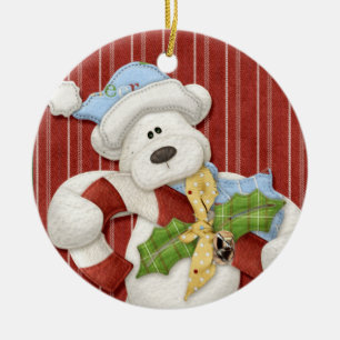 Polar Bear with Candy cane Helgdag Ornament