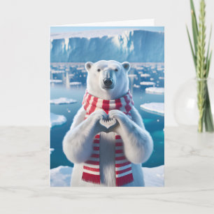 Polar Bear with Tassar formar ett hjärta Kort