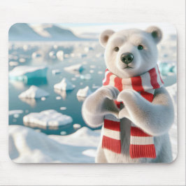 Polar Bear with Tassar formar ett hjärta Musmatta