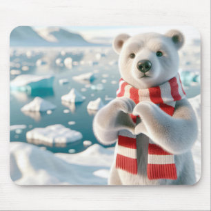 Polar Bear with Tassar formar ett hjärta Musmatta