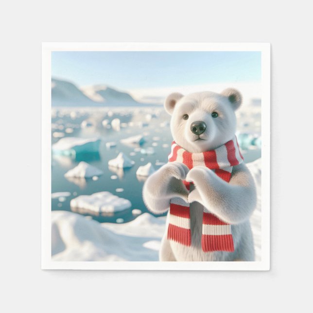 Polar Bear with Tassar formar ett hjärta Pappersservett (Framsidan)