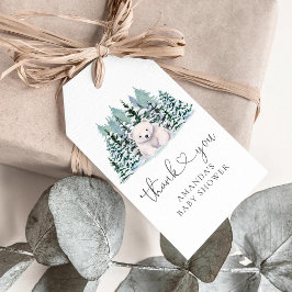 Polar Bear Woodland Winter Baby Shower Presentetikett