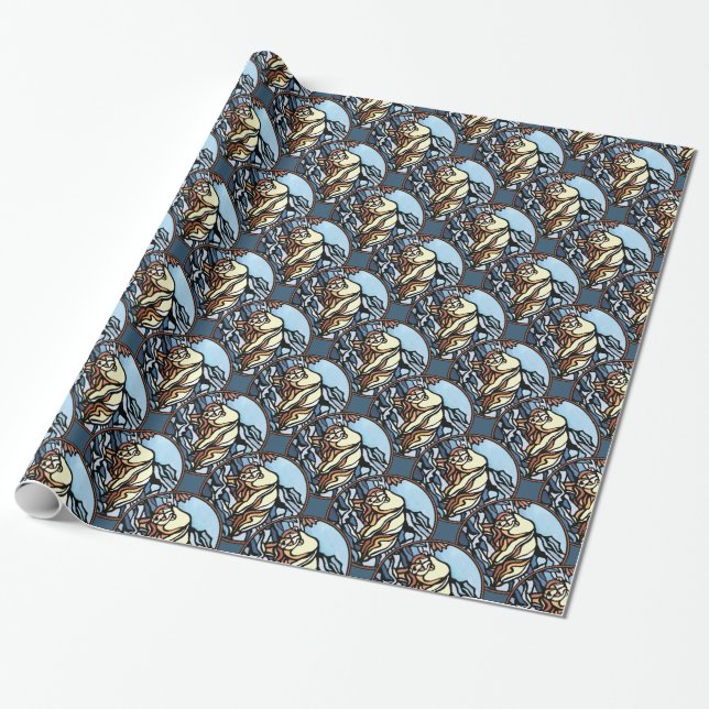 Polar Bear Wrapping Papper Tribal Art Gift Papper Presentpapper (Utrullad)
