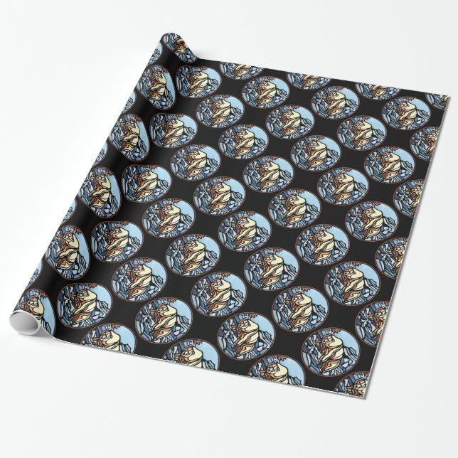 Polar Bear Wrapping Papper Tribal Art Gift Papper Presentpapper (Utrullad)
