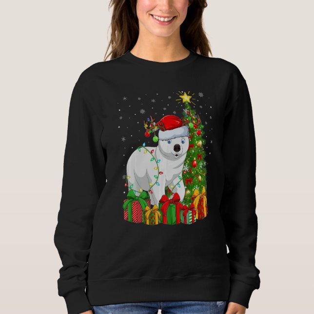 Polar Bear  Xmas Lights Santa Polar Bear Christmas T Shirt (Framsida)