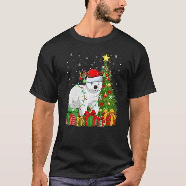 Polar Bear  Xmas Lights Santa Polar Bear Christmas T Shirt (Framsida)