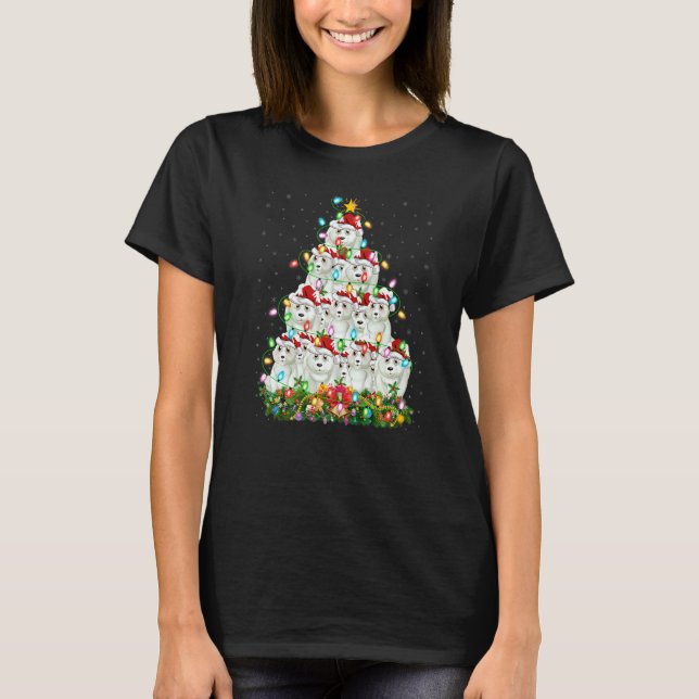 Polar Bear  Xmas Lights Santa Polar Bear Christmas T Shirt (Framsida)