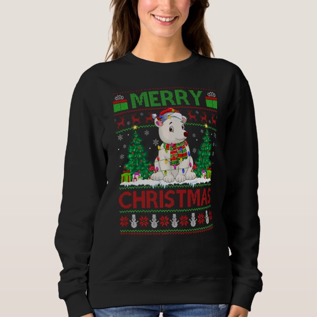 Polar Bear  Xmas Tree Ugly Santa Polar Bear Christ T Shirt (Framsida)