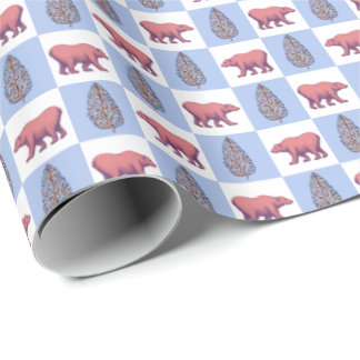 Polar Bears and Block Print Topiary Wrapping Paper Presentpapper