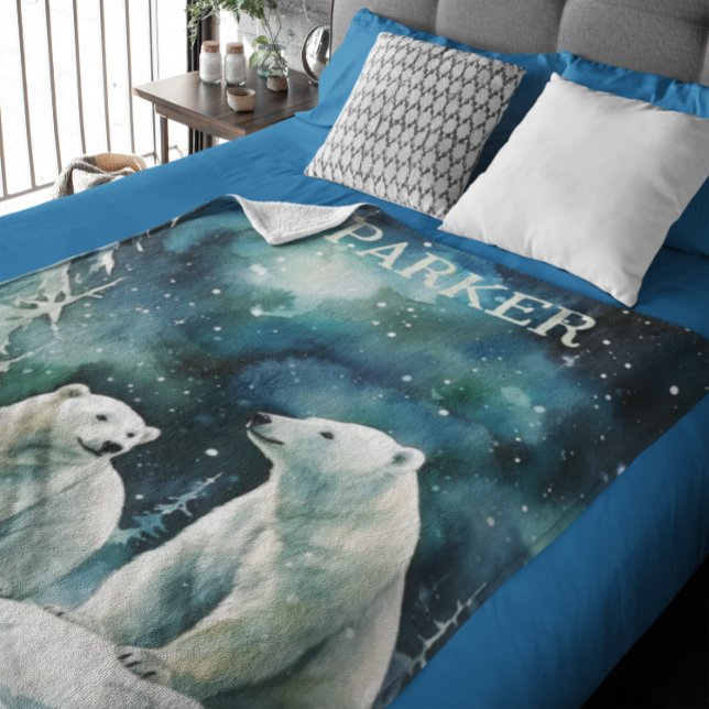 Polar Bears Anpassningsbar Fleece Blanket (Skapare uppladdad)