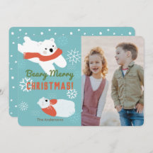 Polar Bears Beary God jul Photo Card