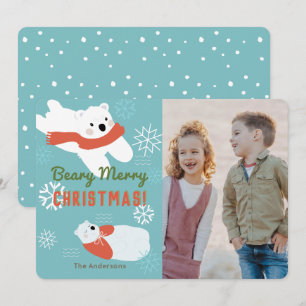 Polar Bears Beary God jul Photo Card Inbjudningar