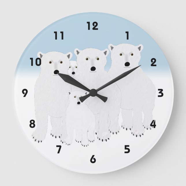 Polar Bears Clock Stor Klocka (Framsida)