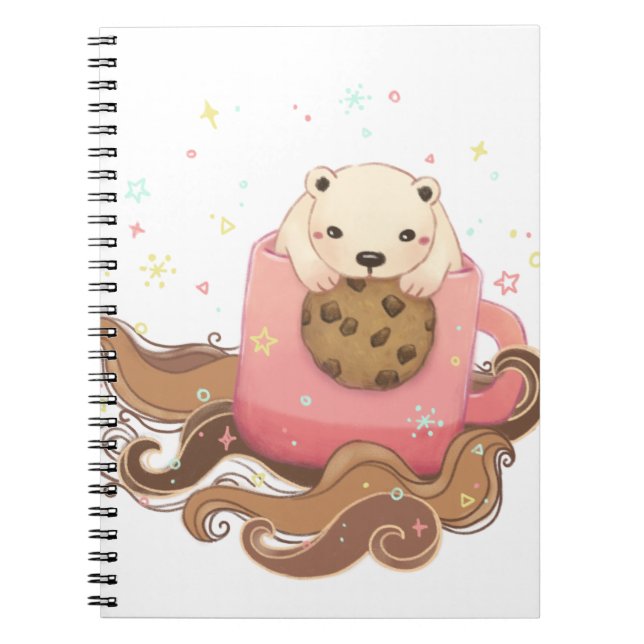 Polar Bear's Cookie & Coffee Break Illustration Anteckningsbok (Framsidan)
