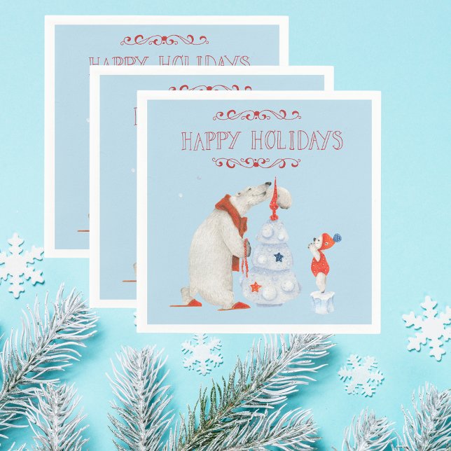 Polar Bears Decorerar Träd Pappersservett (Skapare uppladdad)