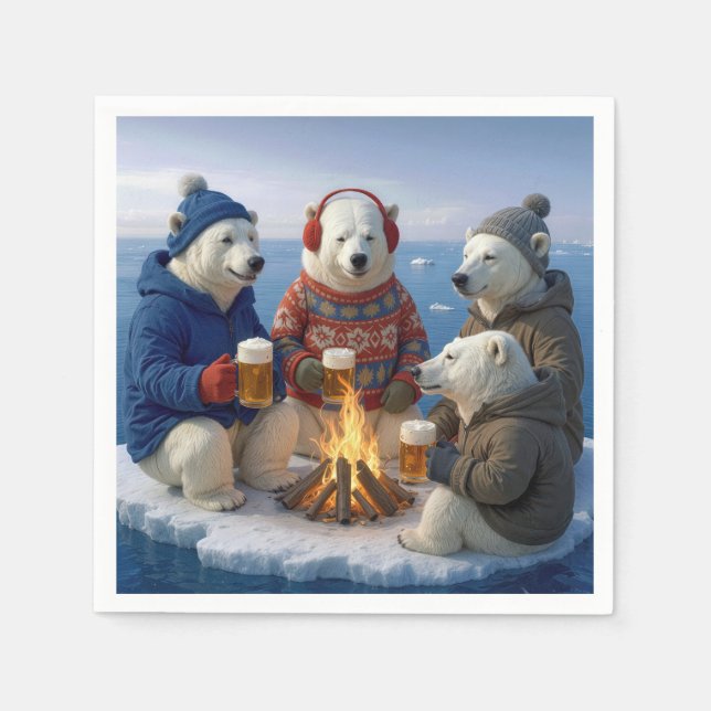 Polar Bears Drinking Around a Campfire  Pappersservett (Framsidan)