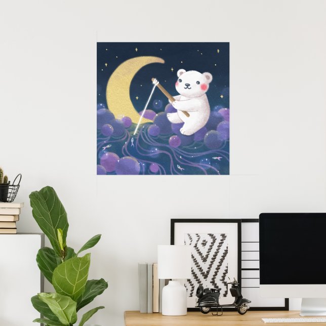Polar Bears drömfantasiillustration Poster (Hemmakontoret)