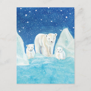 Polar Bears Illustration Vykort