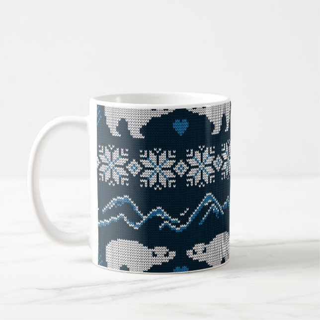 Polar Bears Knsigned Winter Mönster Kaffemugg (Vänster)