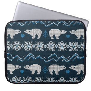 Polar Bears Knsigned Winter Mönster Laptop Fodral