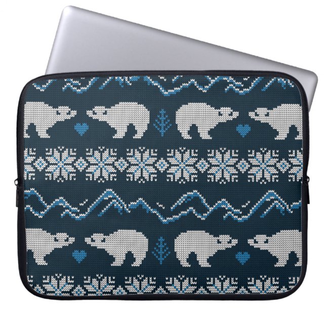 Polar Bears Knsigned Winter Mönster Laptop Fodral (Framsidan)