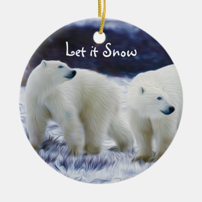 Polar Bears Låt det snöa Julgransprydnad Keramik (Framsidan)