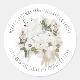 Polar Bears Namn Returadress God jul Runt Klistermärke