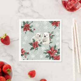 Polar Bears och Snöflingor God jul Pappersservett