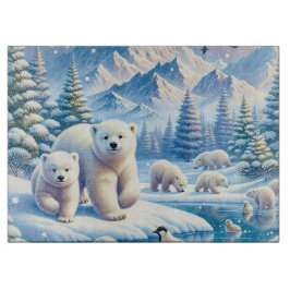 Polar Bears och Snowy Winter Scene Painting