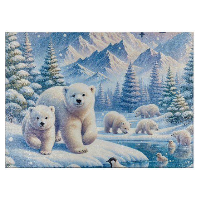 Polar Bears och Snowy Winter Scene Painting (Framsidan)