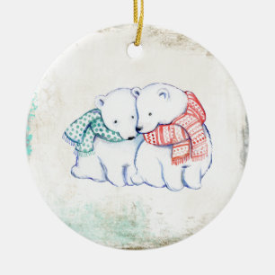 Polar Bears par Julgransprydnad Keramik