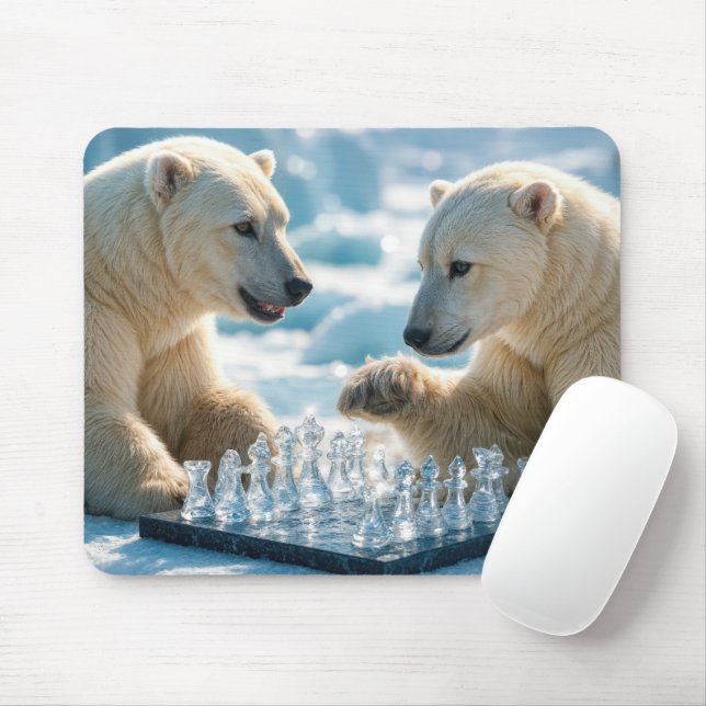 Polar Bears Playing Chess Musmatta (Med mus)