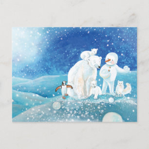 Polar Bears, Polar Fox, Emperor penguin & Snögubbe Vykort