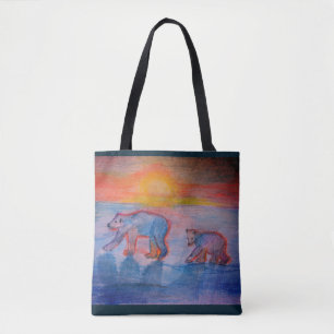 Polar Bears Teckning Anpassningsbar All-over-Print Tygkasse