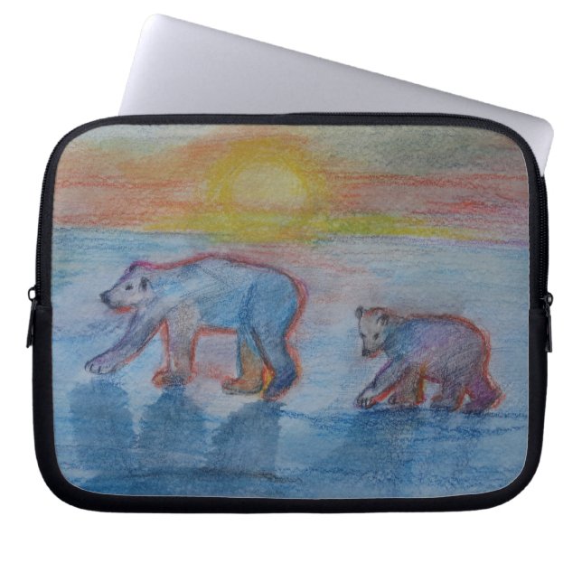 Polar Bears Teckning Electronics Bag Laptop Sleeve (Framsidan)
