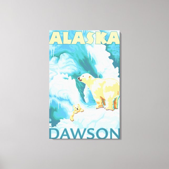 Polar Bears & Unge - Dawson, Alaska Canvastryck (Framsida)