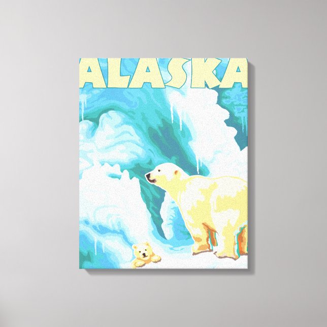 Polar Bears & Unge - Dawson, Alaska Canvastryck (Framsida)