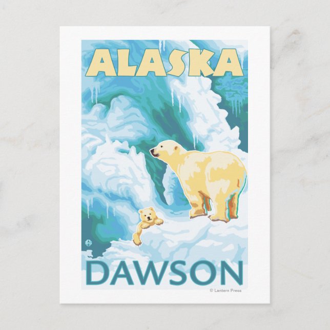 Polar Bears & Unge - Dawson, Alaska Vykort (Framsida)