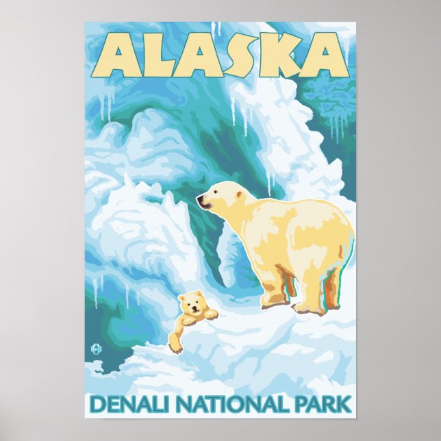 Polar Bears & Unge - Denali National Park of Alask Poster (Framsidan)
