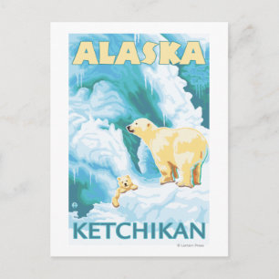 Polar Bears & Unge - Ketchikan, Alaska Vykort