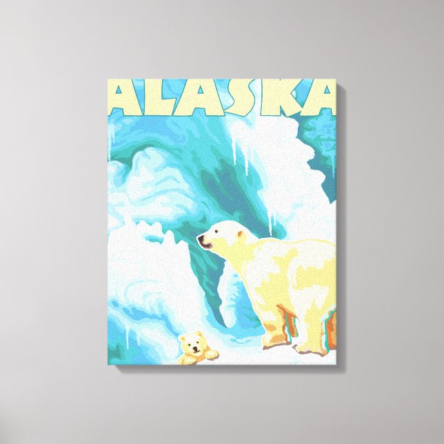 Polar Bears & Unge - Valdez, Alaska Canvastryck (Framsida)