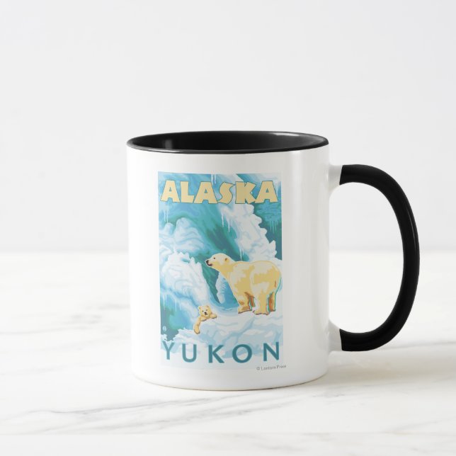 Polar Bears & Unge - Yukon, Alaska Mugg (Höger)