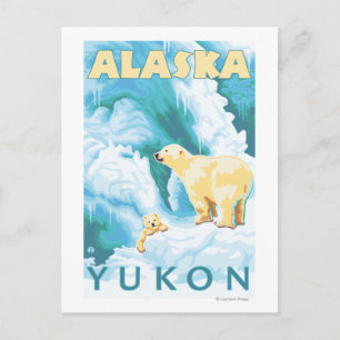 Polar Bears & Unge - Yukon, Alaska Vykort