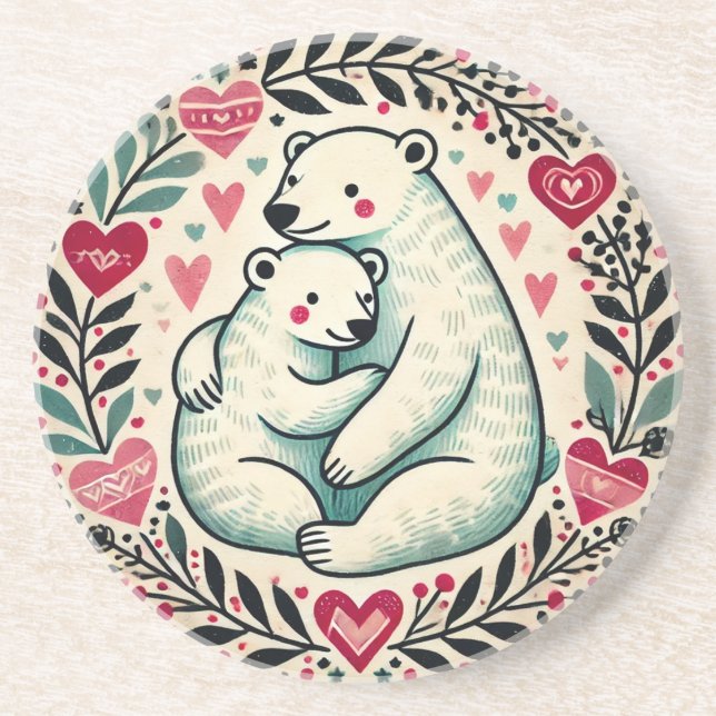 Polar Bears Valentindagen Bear Underlägg (Framsidan)