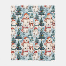 Polar Bears Winter Fleece Blanket | Hats & Scarves