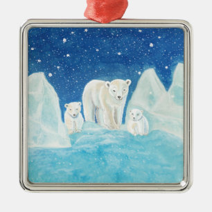 Polar Bears & Winter liggande Julgransprydnad Metall