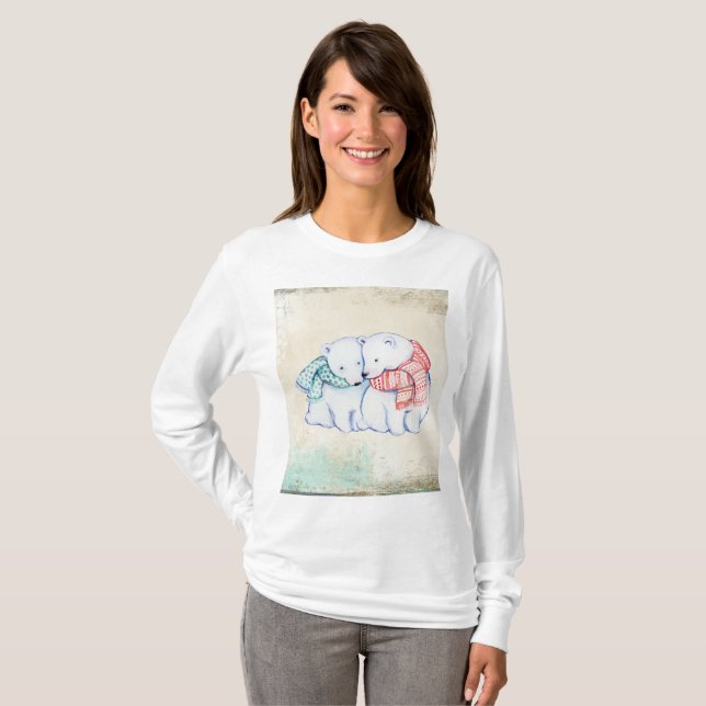 Polar Bears Women's Basic Långärmad T-Shirt (Hel framsida)