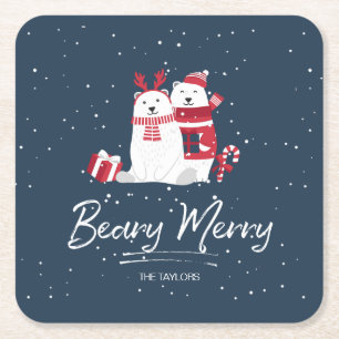 Polar Beary God jul ID851 Underlägg Papper Kvadrat