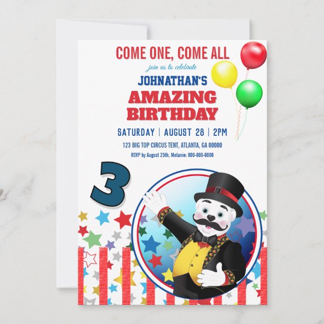 Polar Björn Big Top Cirkus Inbjudningar (Framsida)