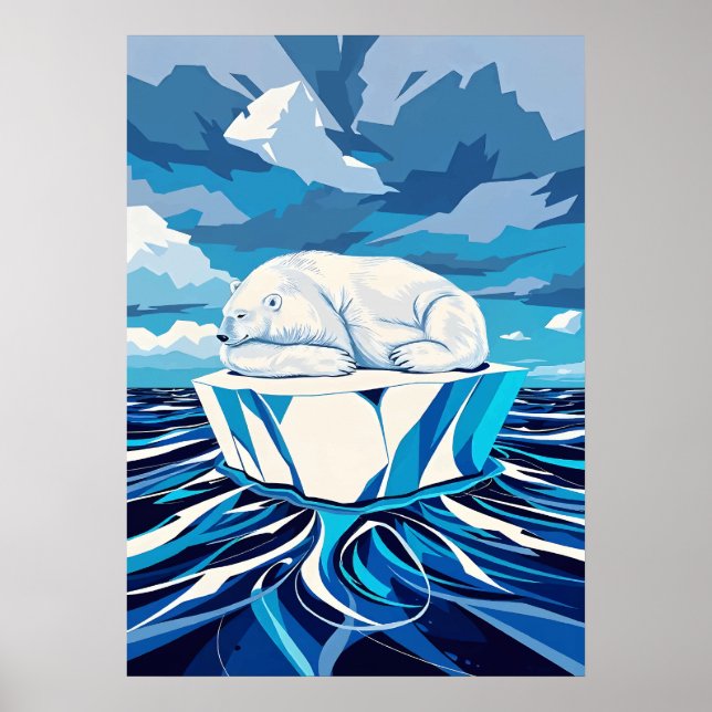Polar Björn Chill – Arktisk Minimalistisk Popdesig Poster (Framsidan)